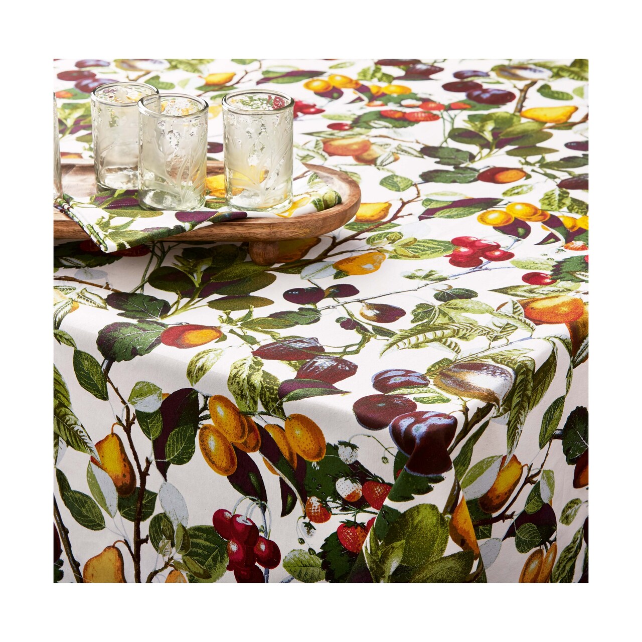 Orchard Multicolor Cotton Tablecloth 84x60 Everyday Use Machine Washable